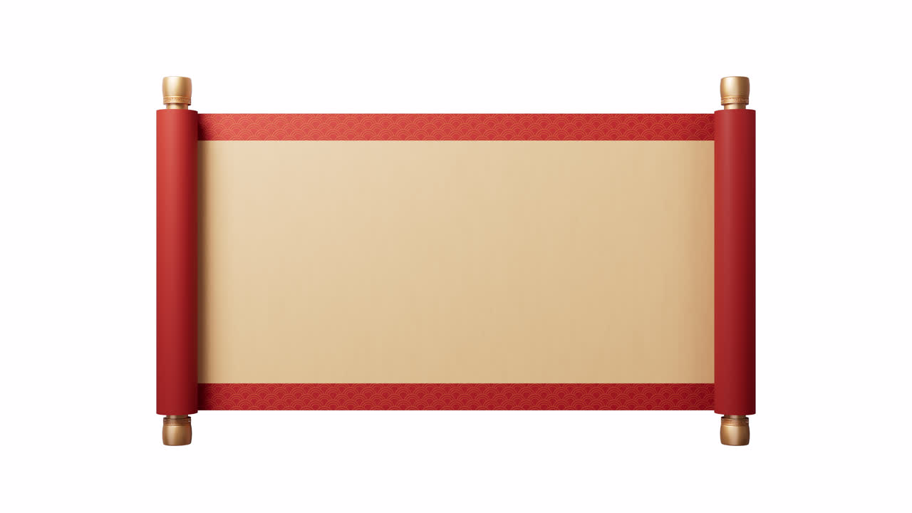 3d 렌더링을 통해 알파 채널에서 빈 중국 고대 빨간 릴 배너