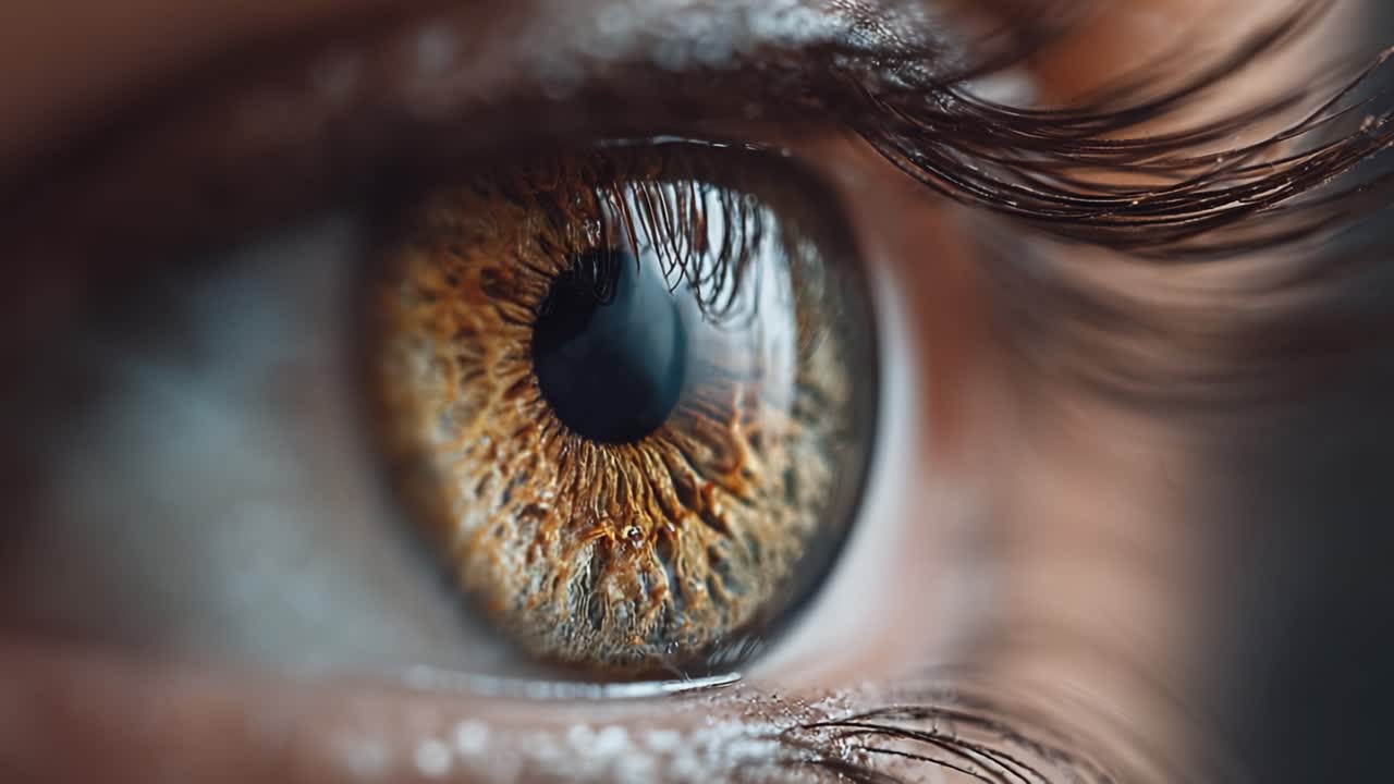 A Stunning Close-Up of an Intricately Detailed Eye Capturing the Reflection of Ambient Light, Showcasing the Beautiful Patterns and Colors Within the Iris