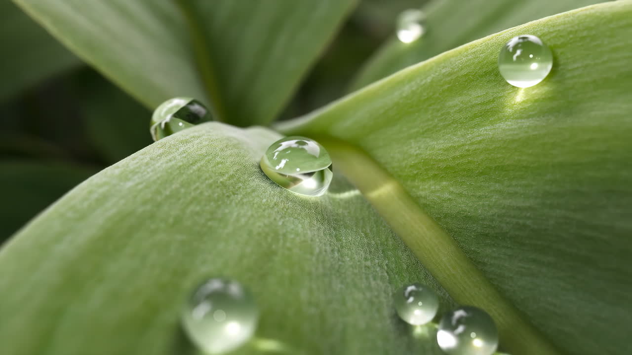 녹색 잎에 물방울