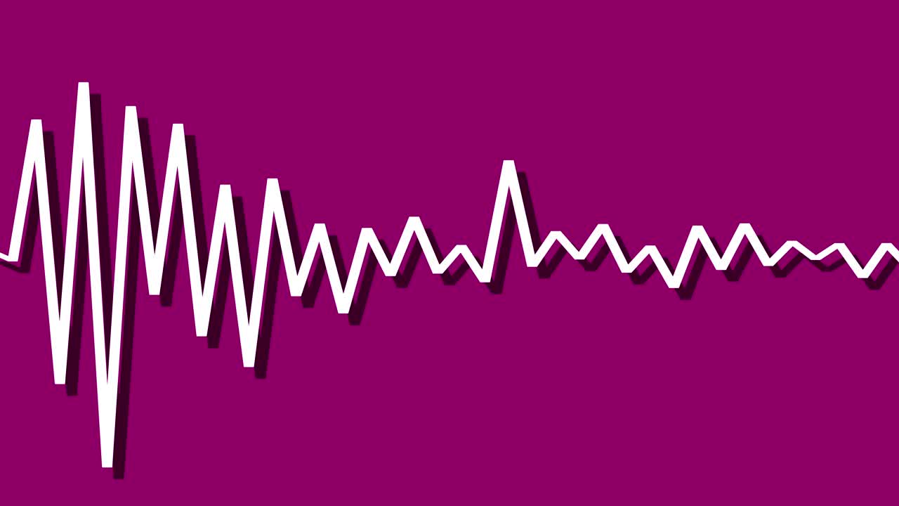 abstract audio spectrum equalizer single line with shadow on bright background purple