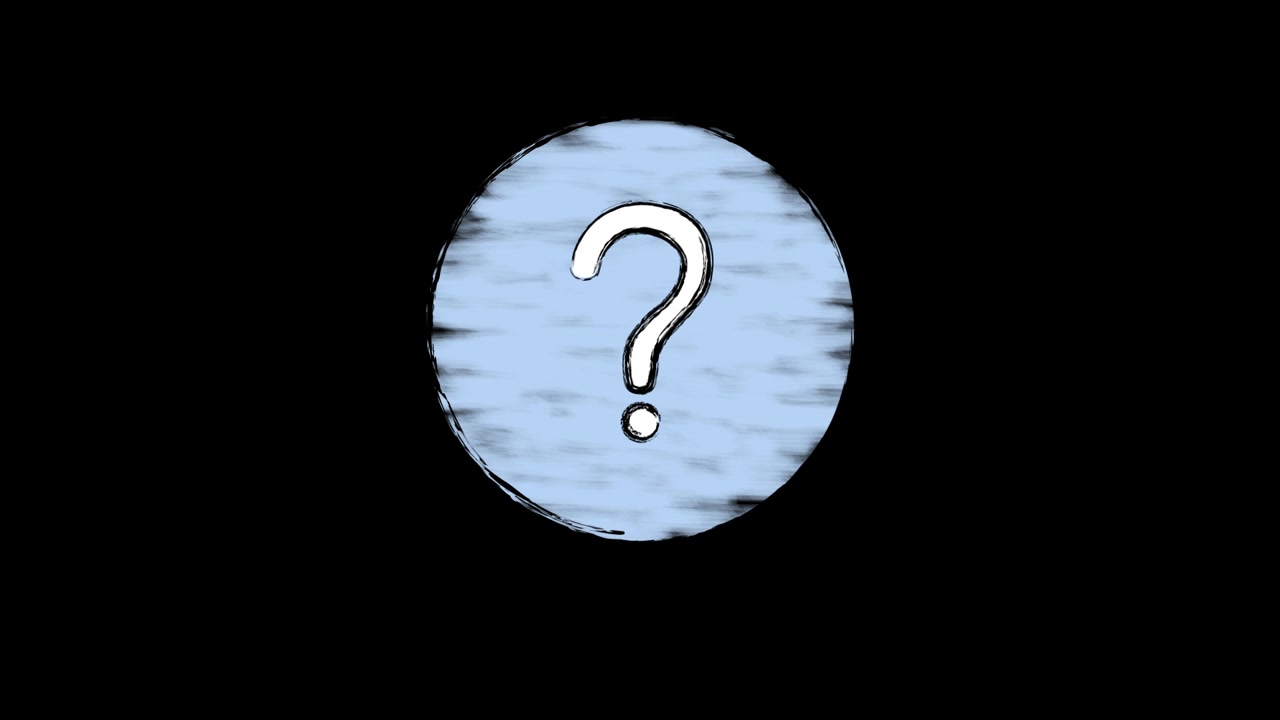 Schizzo animato di un punto interrogativo in un cerchio blu