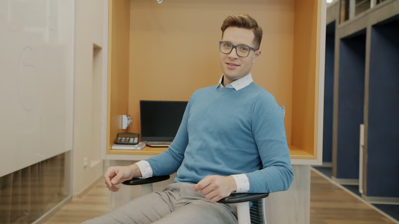 Businessman in Office Cubicle