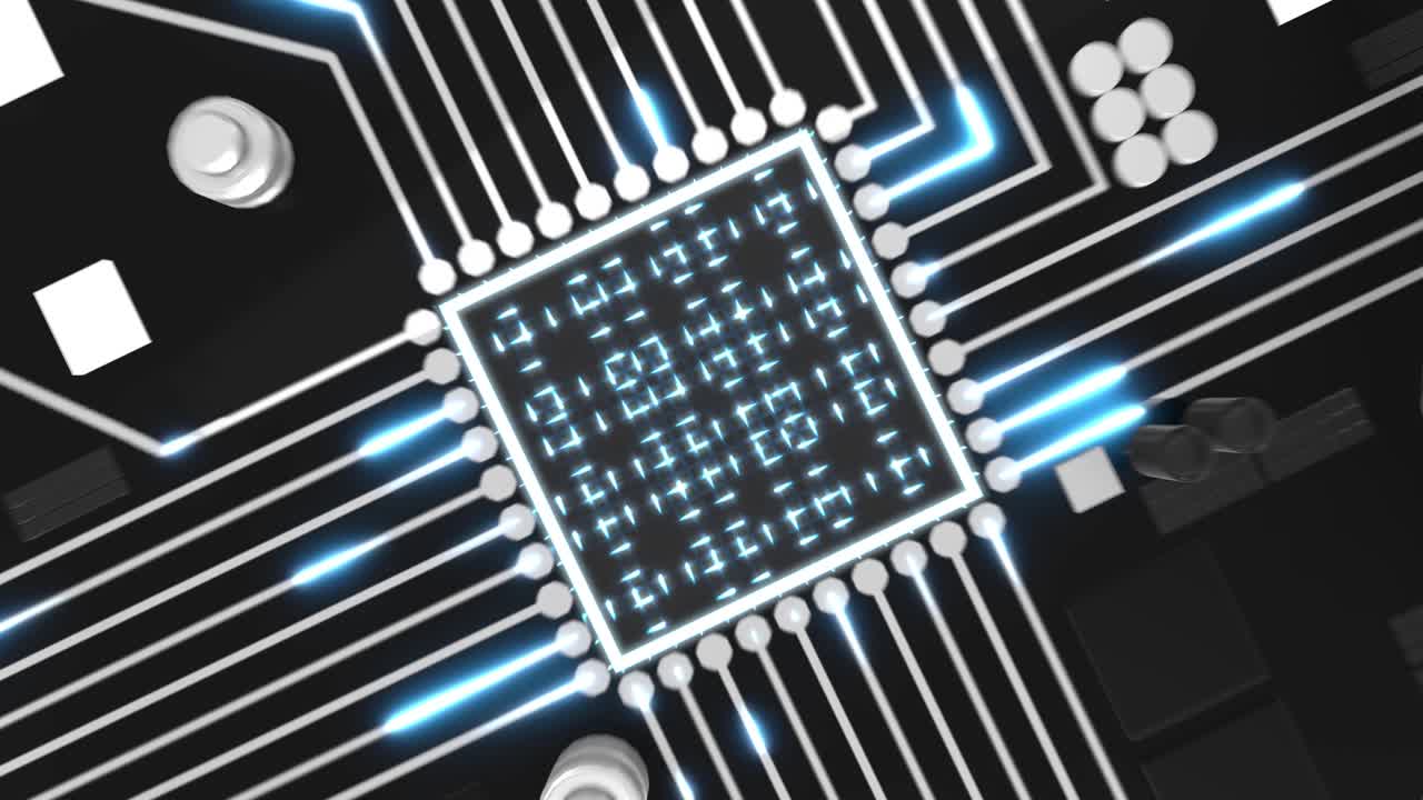 Blue Futuristic Motherboard Data Tunnel Loop 4K