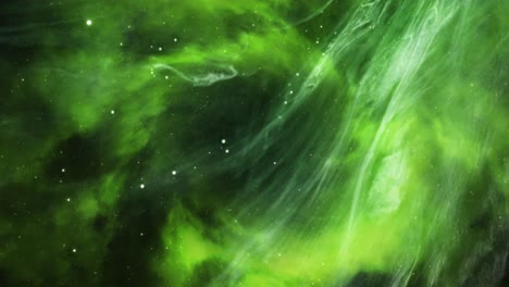 the surface of the green nebula cloud moving in the universe