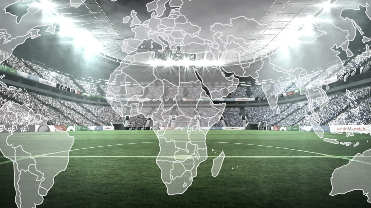 Animazione della mappa del mondo su uno stadio