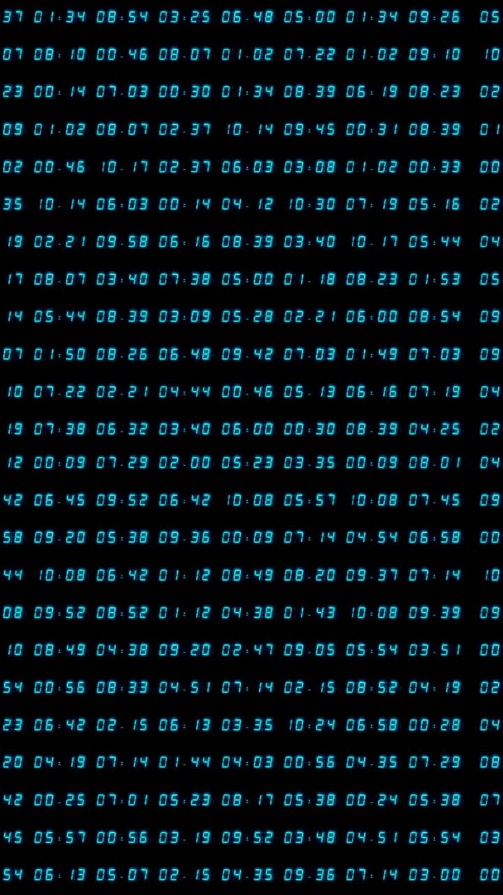 números de conteo, tiempo e información de código en vertical