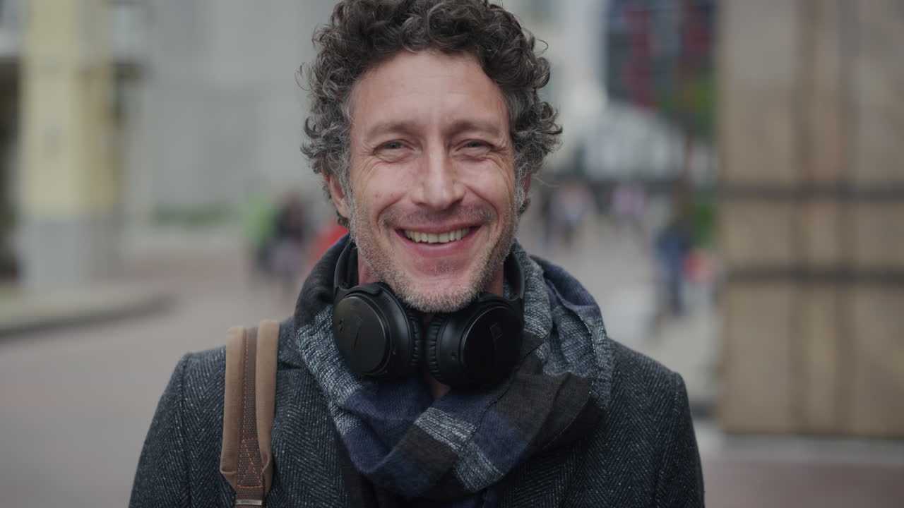 ritratto bell'uomo d'affari maturo sorridente che gode di uno stile di vita urbano professionale imprenditore maschio indipendente in città