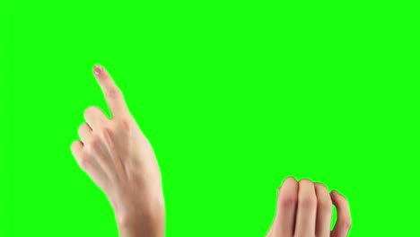 34 manage touchscreen gestures pack made by women hands palm and fingers on green screen background