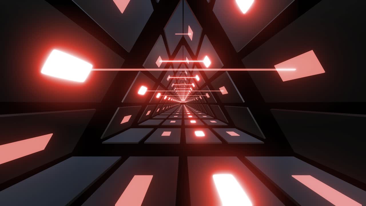Abstract Futuristic Tunnel with Red Neon Lights