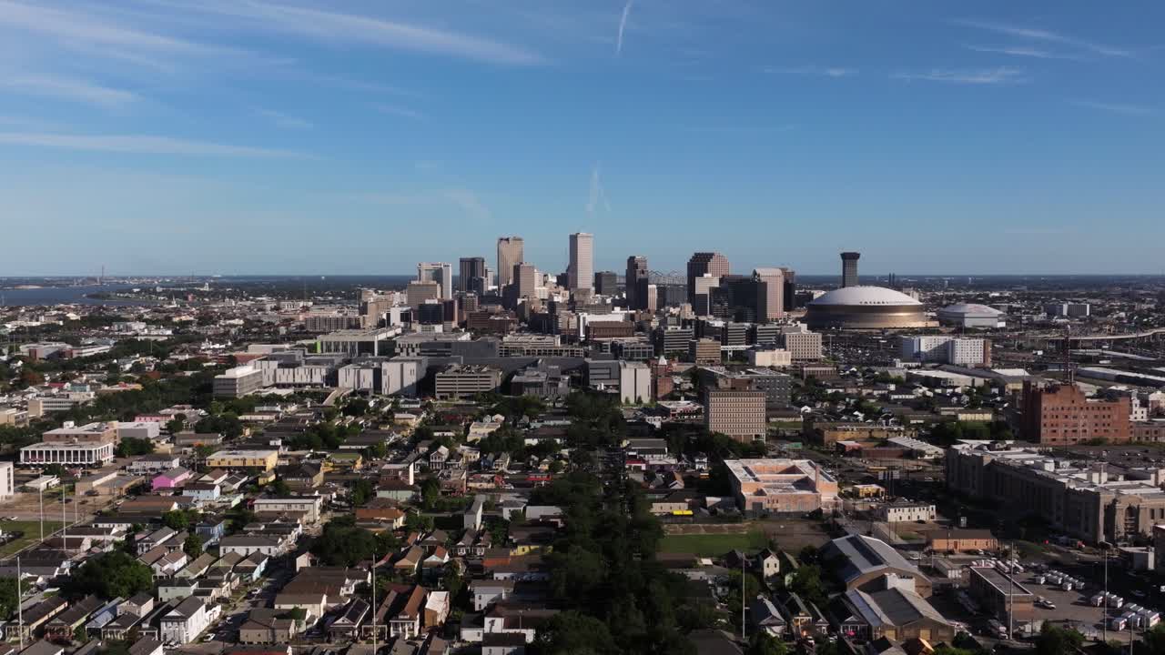 Aerial View Above New Orleans Urban City on Typical Day