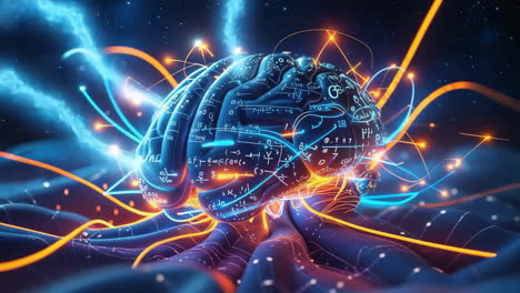 abstract digital brain with data and energy streams