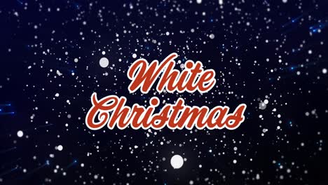 animation of snow falling over white christmas text