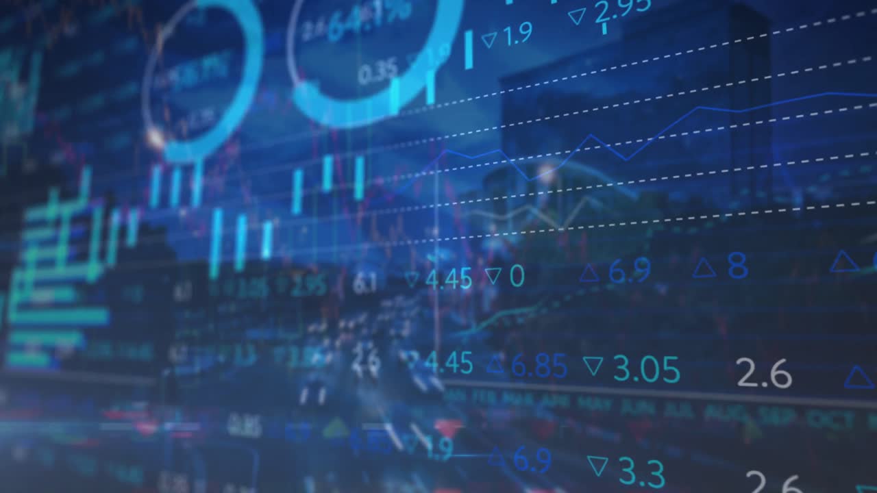 animación del procesamiento de datos sobre el paisaje urbano