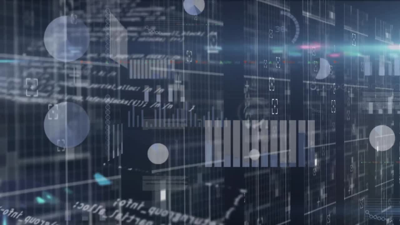 Animation of data processing over gray background