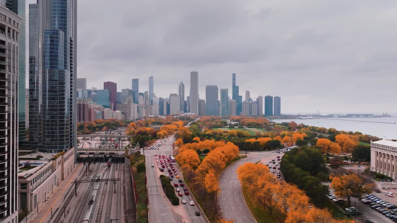시카고 레이크 드 드라이브, 솔저 필드 (soldier field) 에서 북쪽을 바라보는 모습