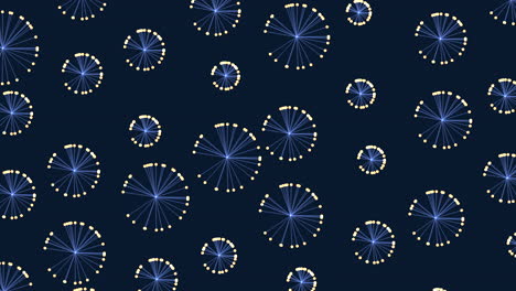 Symmetrical-blue-dot-pattern-floating-on-dark-background