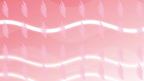 animation of rows of pink leaves over abstract vibrant pattern