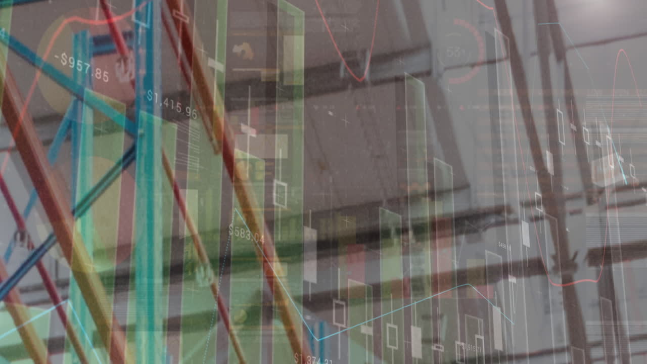 Animation of financial data processing over warehouse