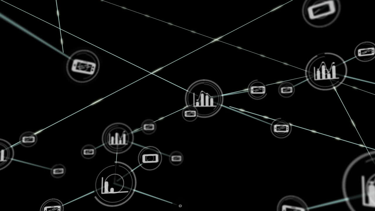 Connectors moving on black background