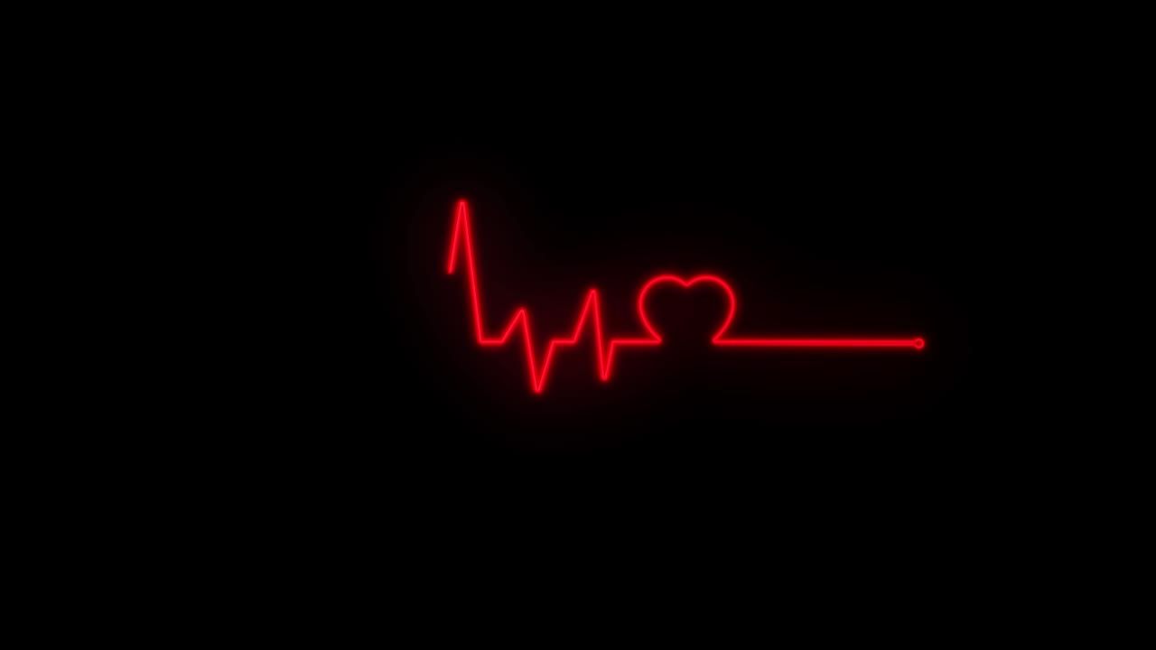 абстрактная бесшовная линия сердечного ритма. 4k видеоанимация пульсового сердечного ритма. видеоанимация светящегося неонового абстракции.