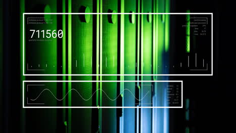 Data processing over glowing servers in dark computer server room