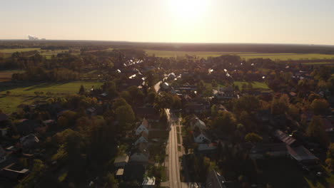 european countryside village in lausitz east germany, sunset aerial view