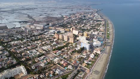 roquetas de mar in spain, nice beach and buildings from above, sunny weather