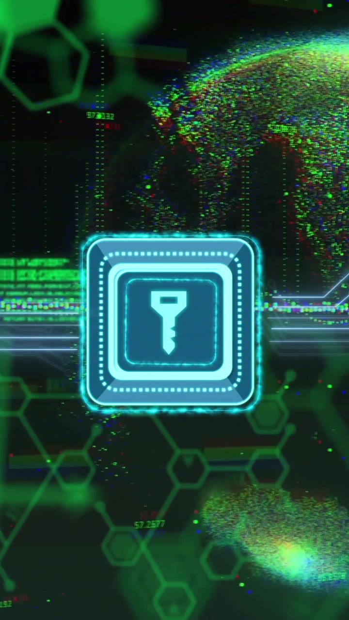 Futuristic Key Icon Representing Digital Data Protection