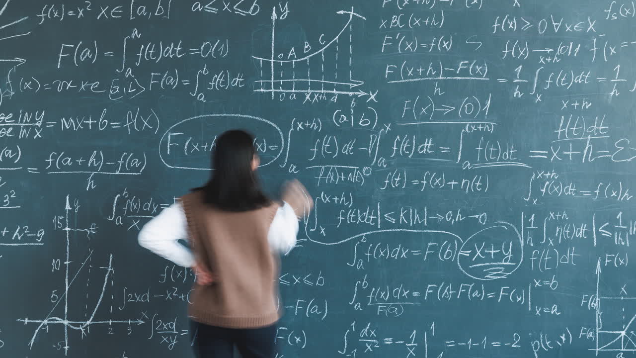 Mathematics equations on a chalkboard
