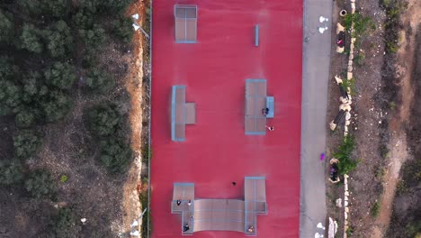 aerial view of a skatepark