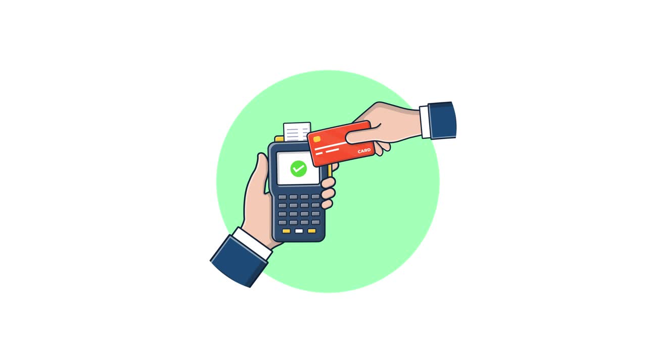 Hand Swiping Credit Card on POS Terminal with Receipt Printing