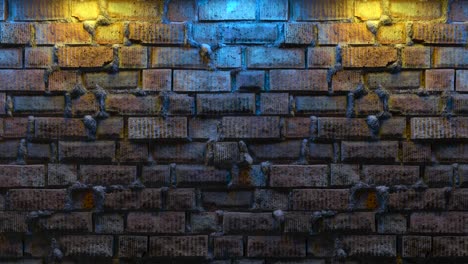 pared de ladrillo vacío con luz de neón, espacio de copia. efecto de luz en un fondo de pared de ladro. espectro de luz moderno. fondo vacío. renderización de bucle 3d sin costuras.
