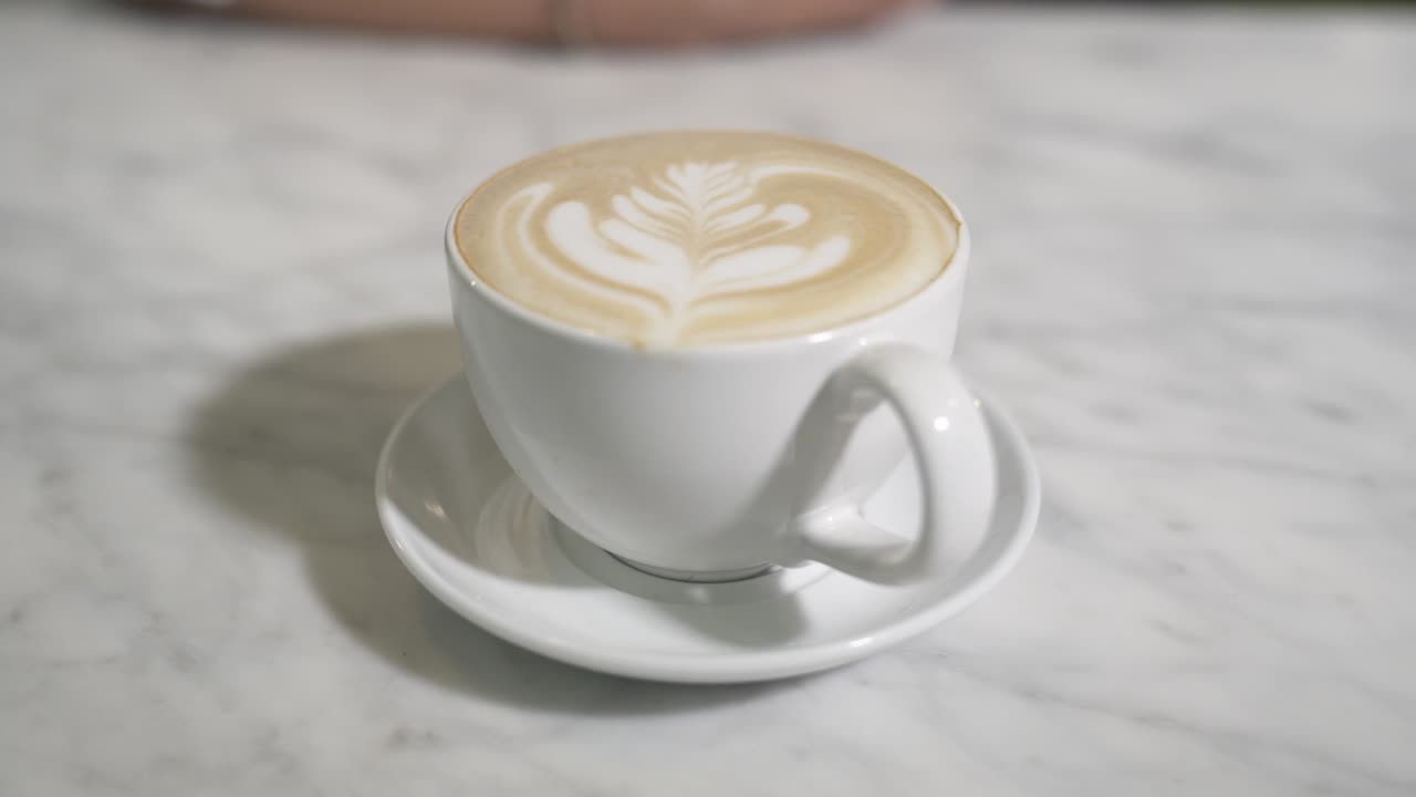 Product Shot Of Coffee- Latte On Counter