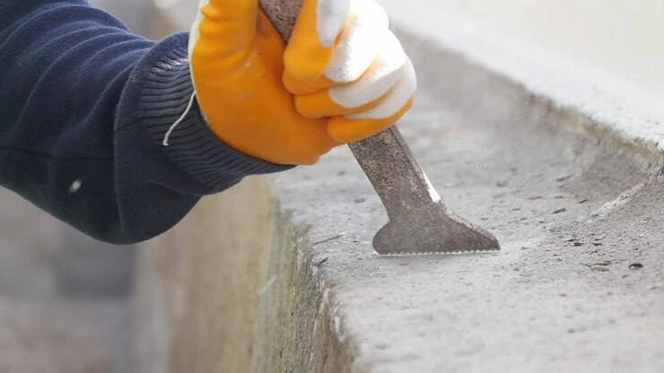 Concrete Repair Work with Chisel