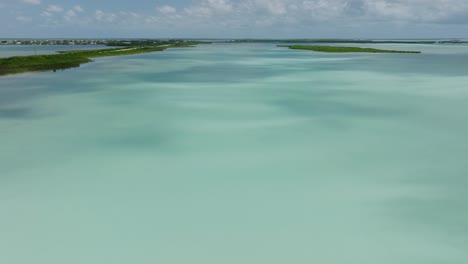 aerial orbiting view showing the turquoise waters of the florida keys