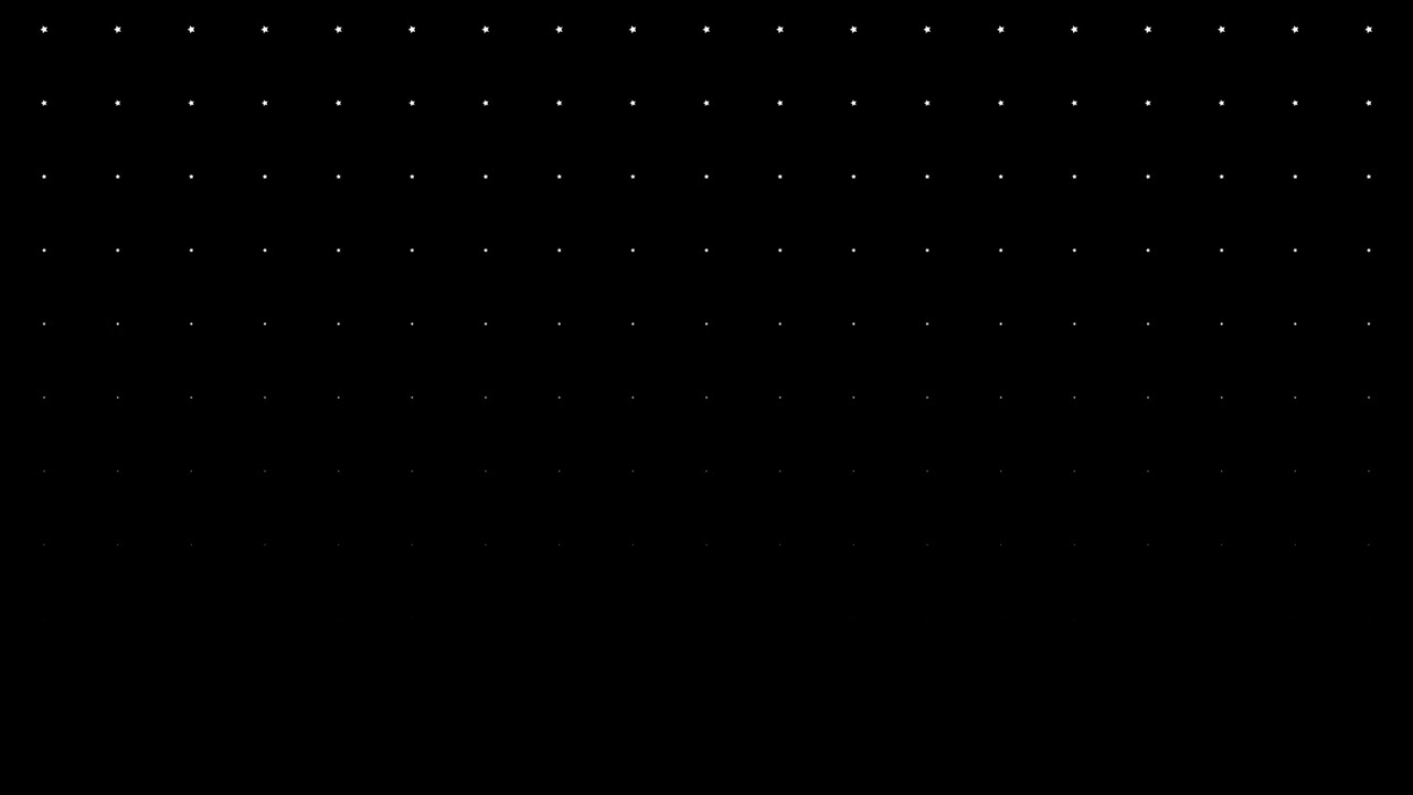 Dynamic composition with white stars scaling at black background. Vintage pattern animation