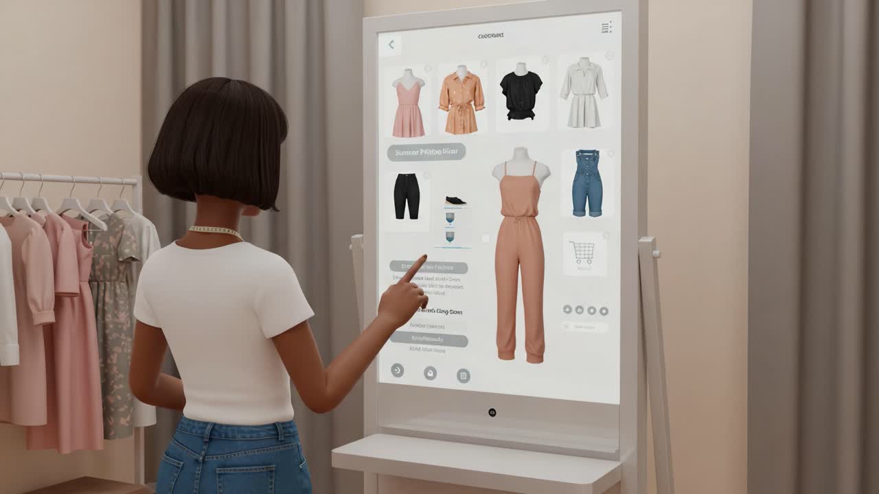 Fashion Exploration: An Engaging Virtual Experience with an Interactive Digital Wardrobe Interface Featuring a Variety of Stylish Clothing Options and Accessories