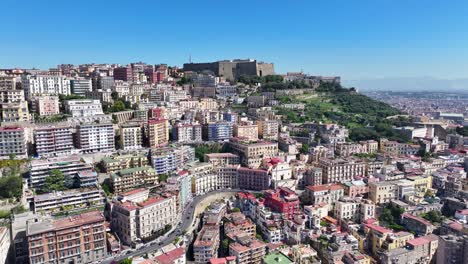 saint elmo castle at naples in campania italy. highrise buildings scenery. downtown cityscape. saint elmo castle at naples in campania italy. napoli skyline. district aerial view. italy skyline