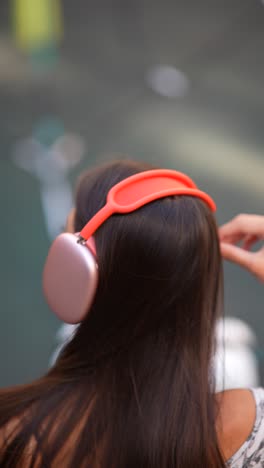 woman wearing headphones