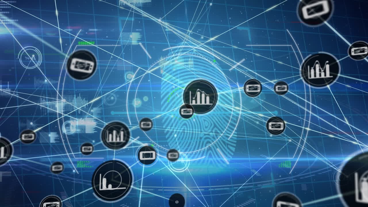 red de iconos de perfil contra red de iconos de perfil contra fondo azul