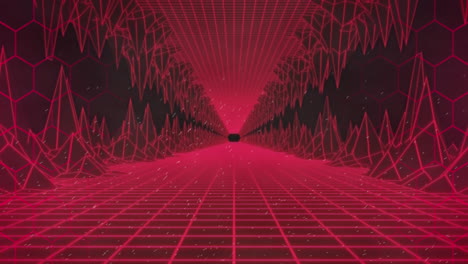 animación de puntos de luz y túnel digital sobre fondo negro