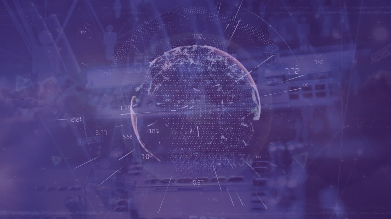 Animation of globe and data processing over server