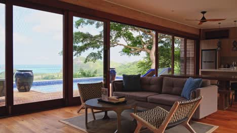 minimalistic design of private villa in the hills of lombok indonesia with infinity pool overlooking the ocean