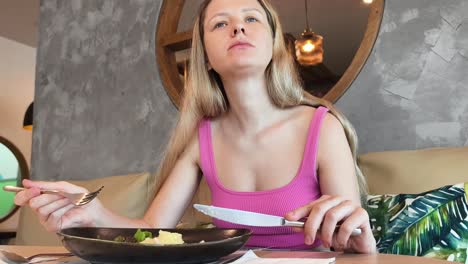 woman eating at a restaurant