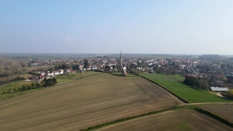 Thaxted-Essex-UK-Aerial-shot-viewed-over-fields