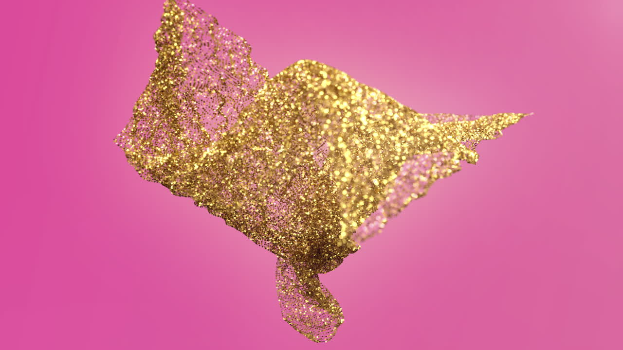 Abstract Golden Glitter Wave Shimmering on Pink Background
