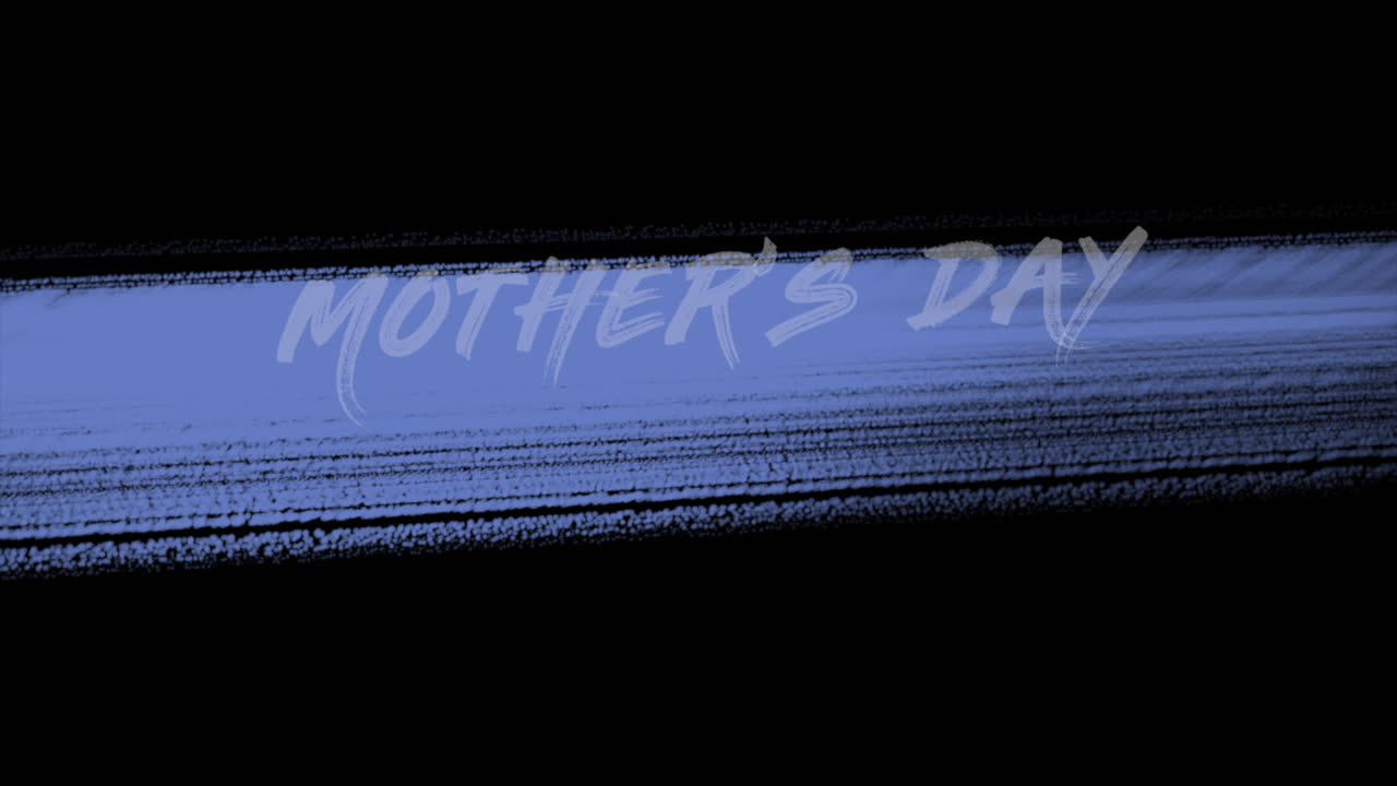 손으로 쓰여진 우아함으로 엄마를 축하하십시오. 파란색과 색의 어머니의 날 배너