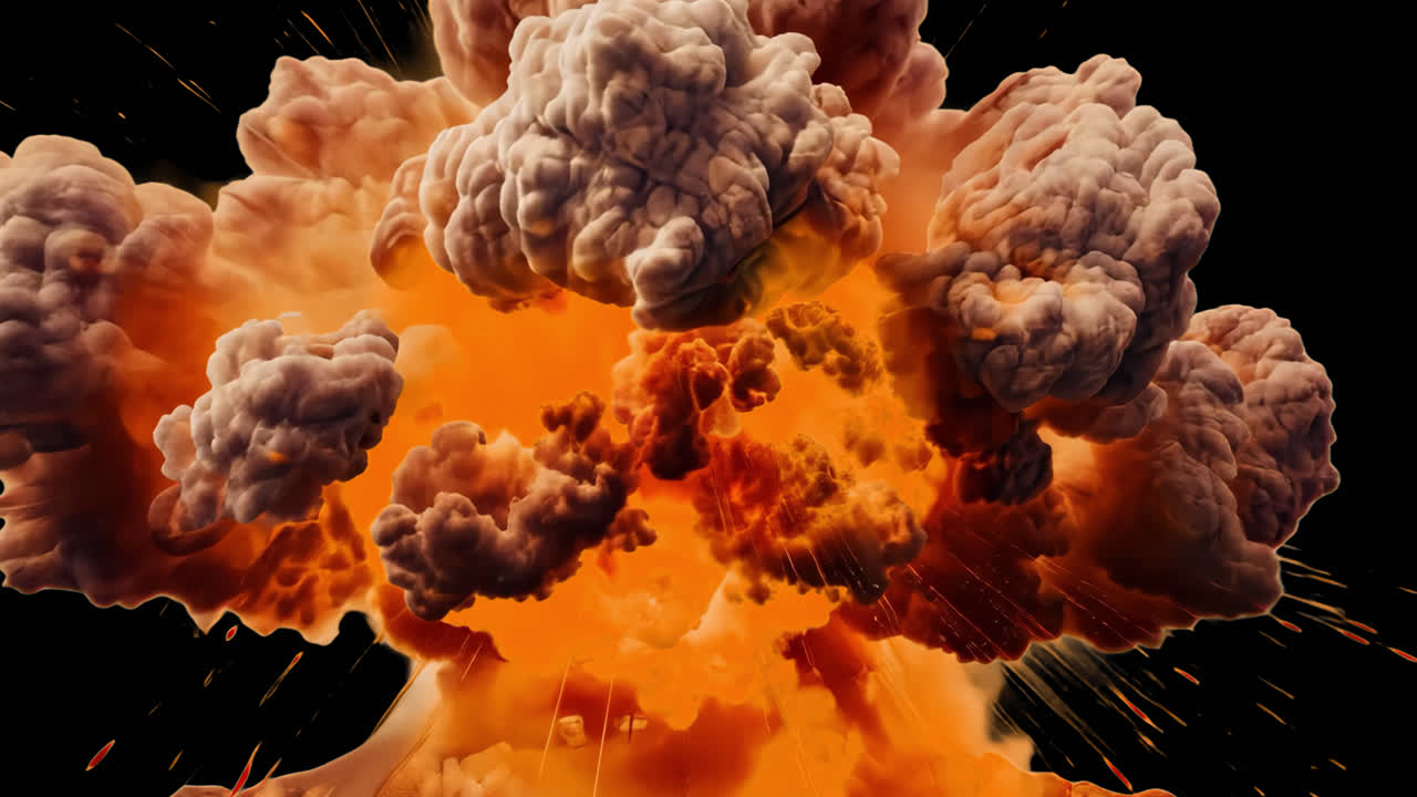 Large explosion animated overlay, transparent 4K video, alpha channel, ProRes 4444