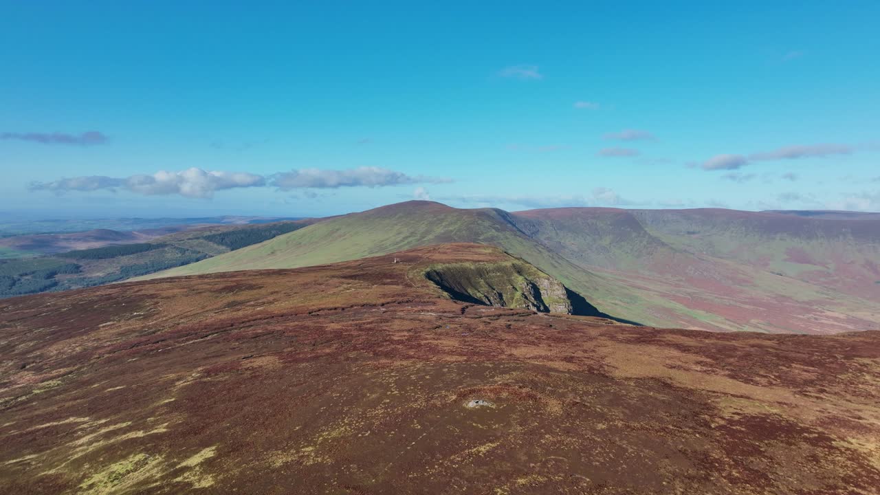 Epic Ireland winter drone view coverage Mountains Waterford looking north with Seefin and Coum Eag