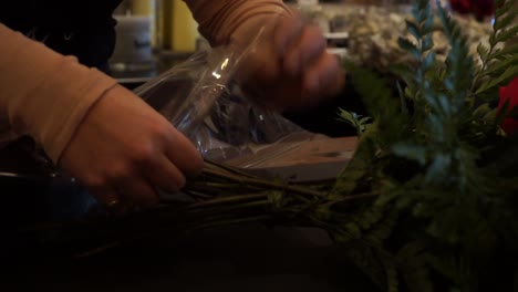 Flowers-being-wrapped-in-a-store-in-Pembroke-ON